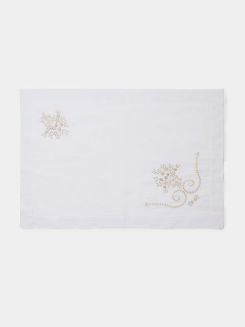Rolande du Dreuilh Créations - Hand-Embroidered Cotton Placemats (Set of 4) - White - ABASK - 