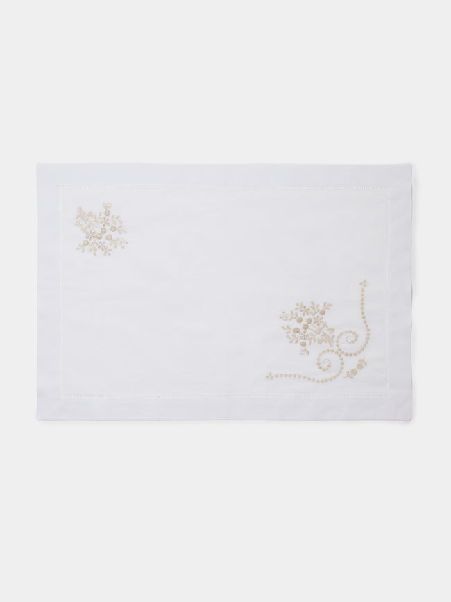Rolande du Dreuilh Créations - Hand-Embroidered Cotton Placemats (Set of 4) - White - ABASK - 