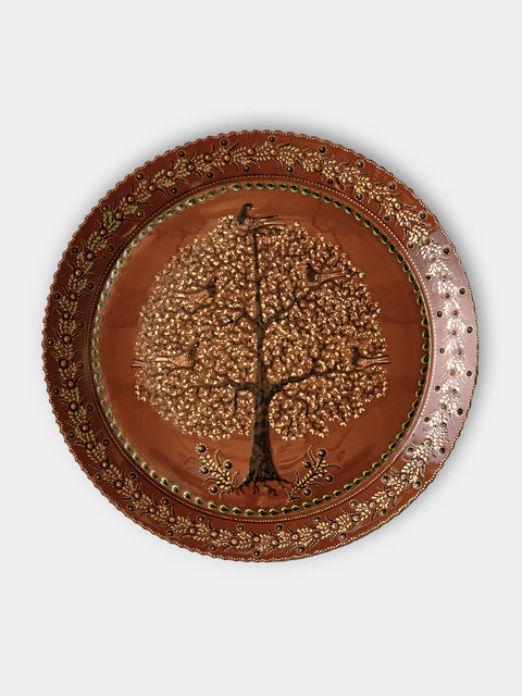 Poterie d’Évires - Trees Hand-Painted Ceramic Extra Large Round Platter - Light brown - ABASK - 