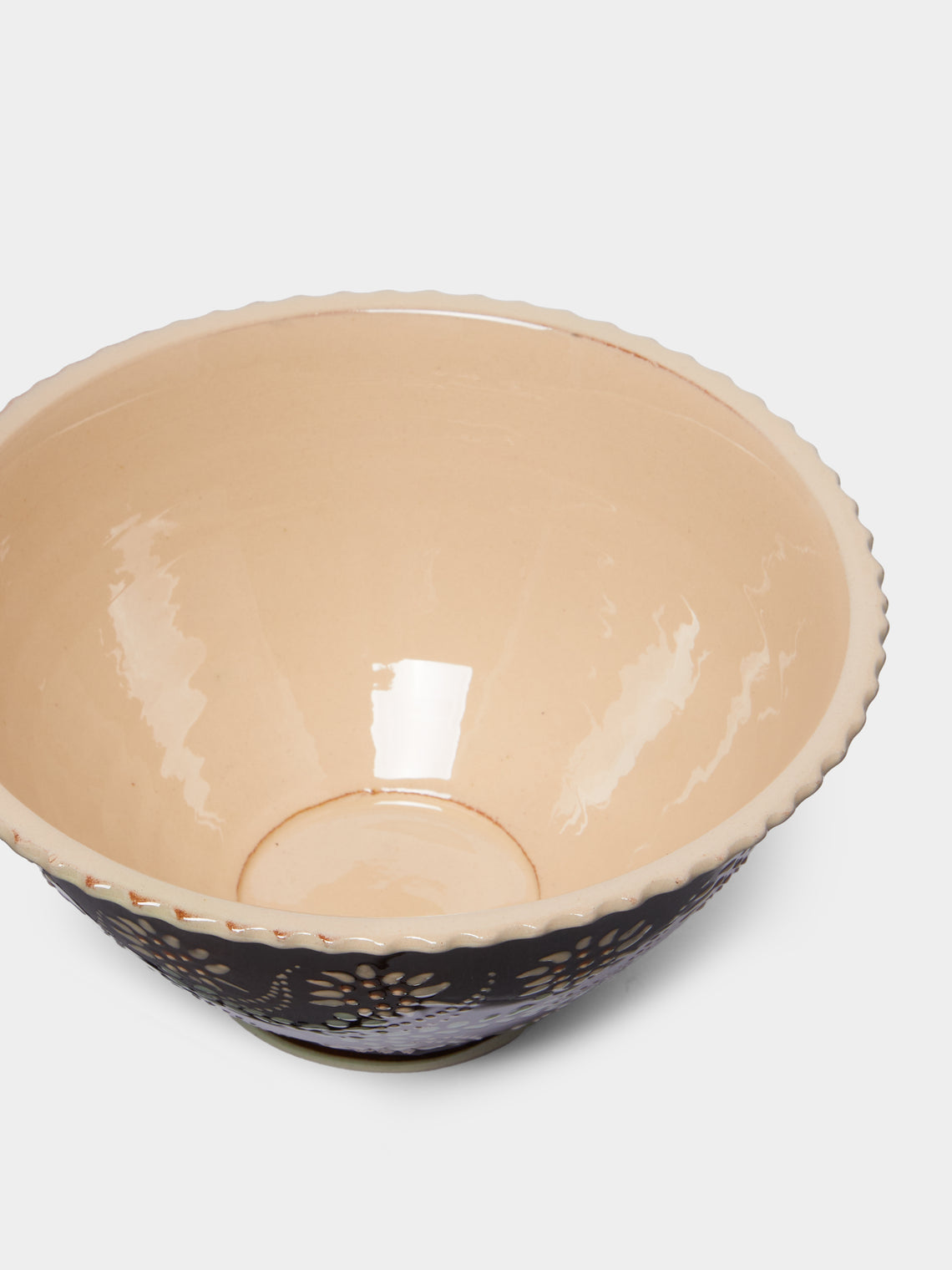 Poterie d’Évires - Flowers Hand-Painted Ceramic Fluted Bowl -  - ABASK