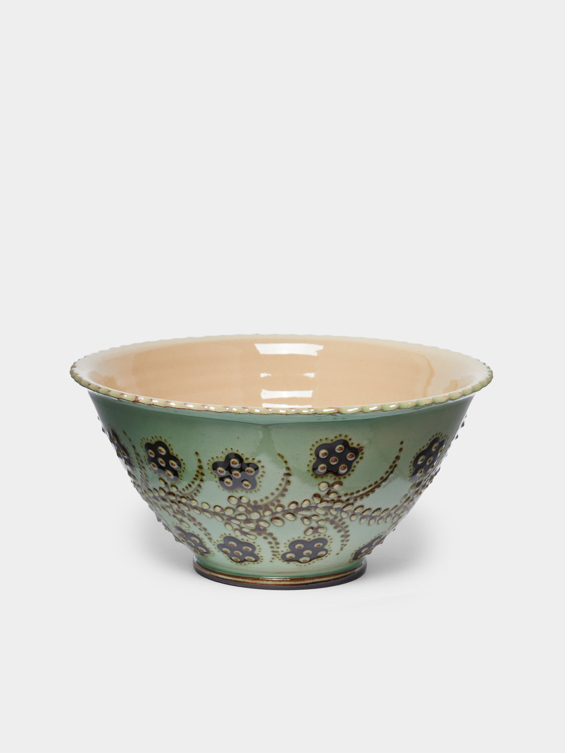 Poterie d’Évires - Flowers Hand-Painted Ceramic Fluted Bowl -  - ABASK - 