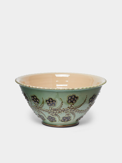 Poterie d’Évires - Flowers Hand-Painted Ceramic Fluted Bowl -  - ABASK - 