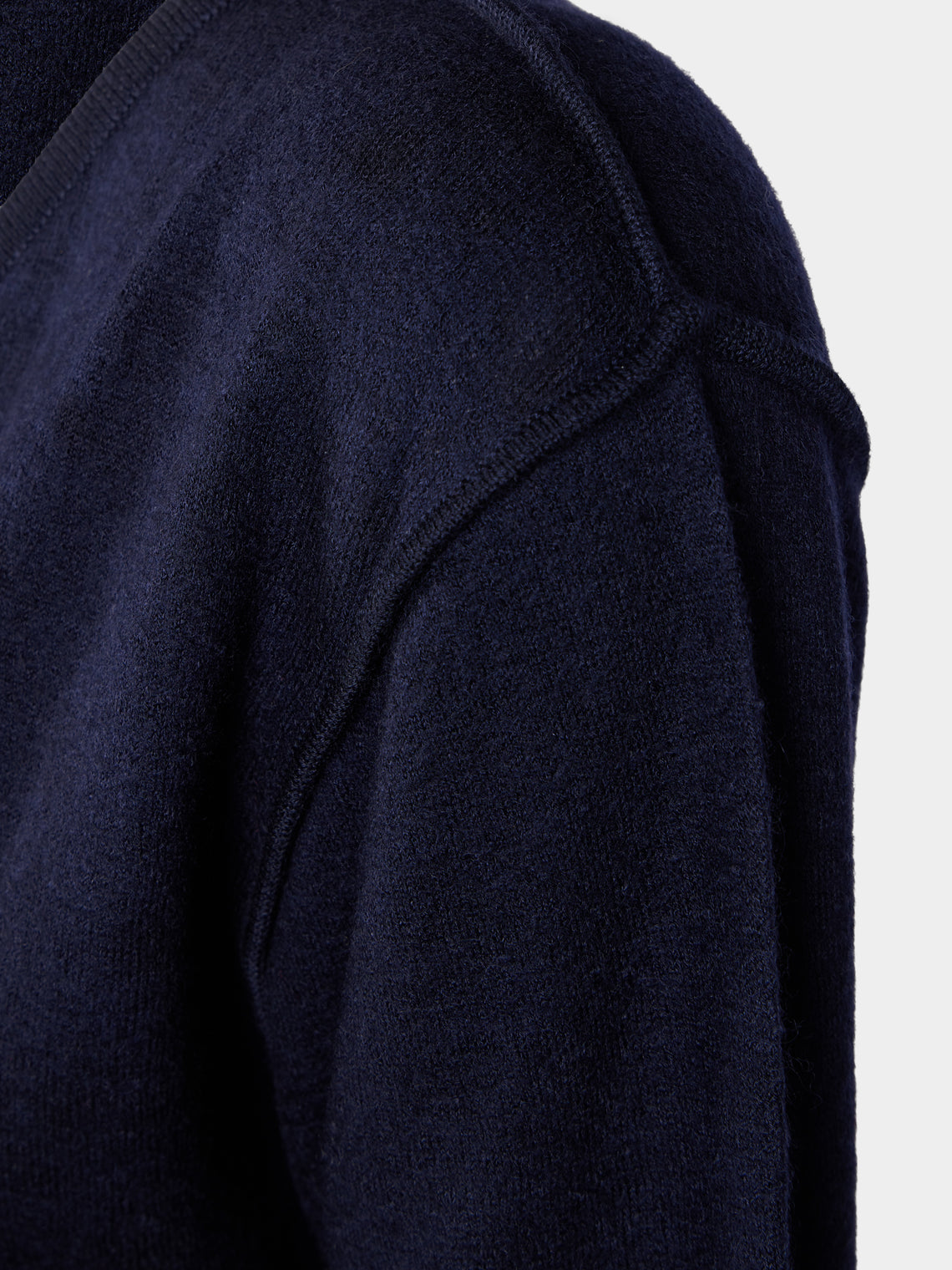 Denis Colomb - Fuzzy Brushed Cashmere V-Neck Sweater | Size: S - Navy - ABASK