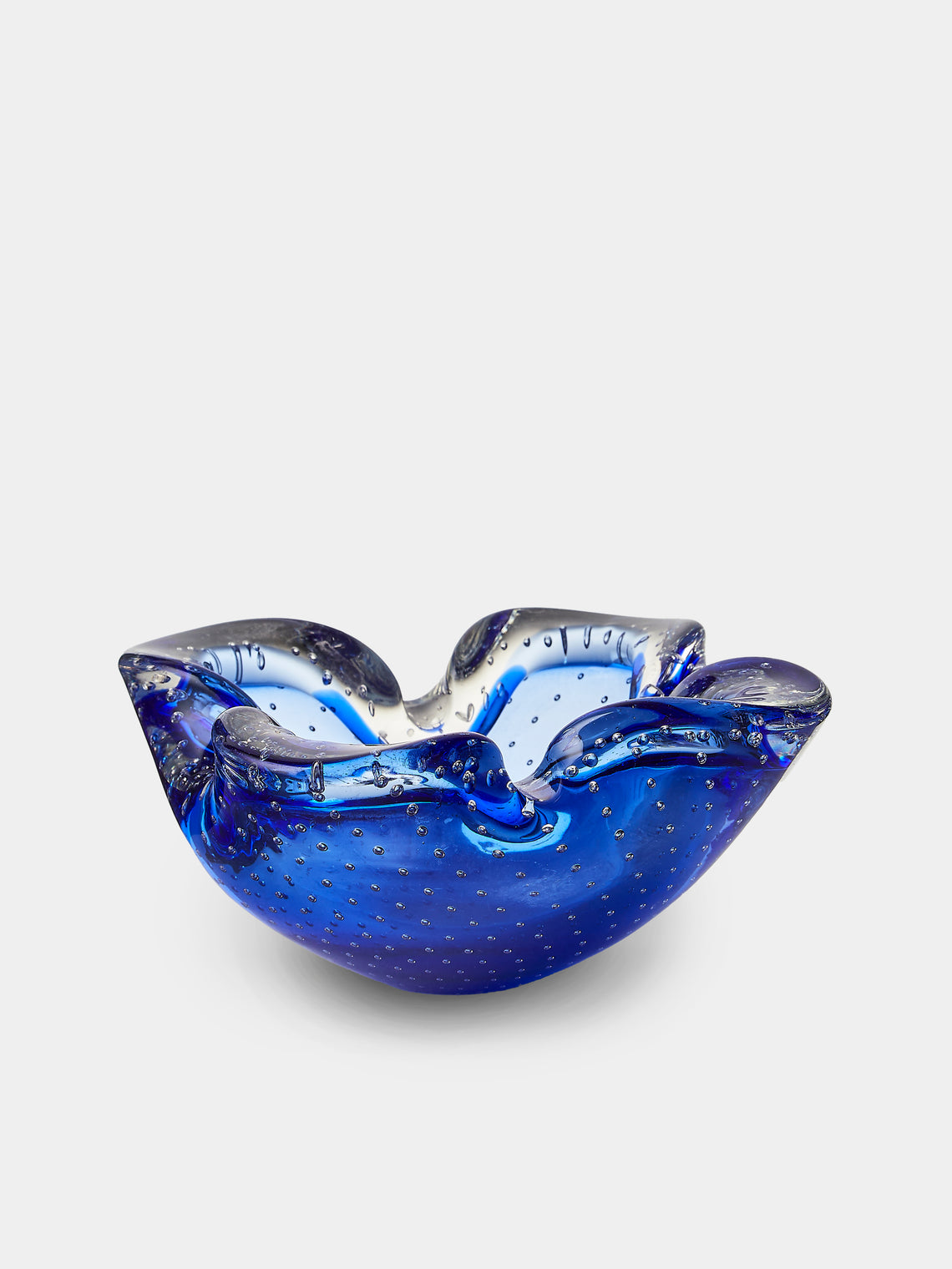 Antique and Vintage - Mid-Century Glass Ashtray - Blue - ABASK - 