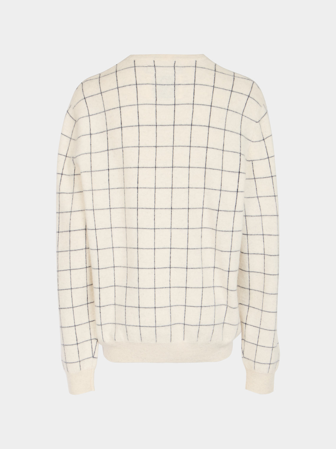 Frenckenberger - Cashmere R-Neck Boyfriend Check Sweater | Size: M -  - ABASK