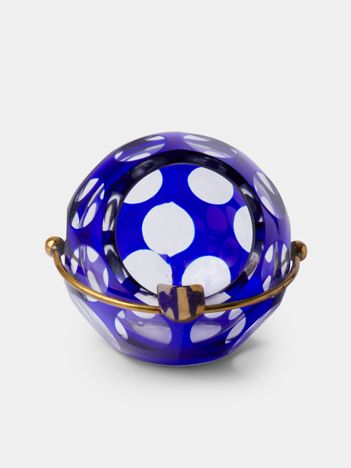 Antique and Vintage - Mid-Century Crystal and Brass Ashtray - Blue - ABASK