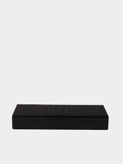 Pinetti - Leather Lidded Pen Holder - Black - ABASK - 