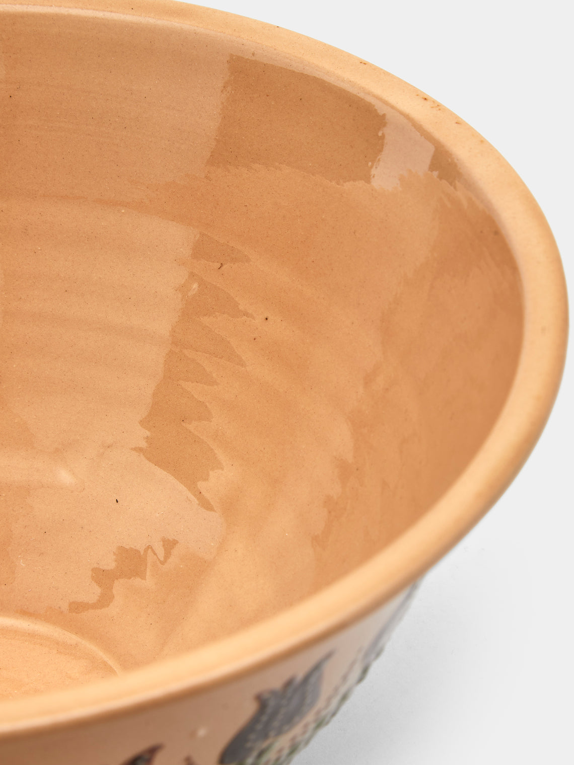 Poterie d’Évires - Flowers Hand-Painted Ceramic Large Serving Bowl - Cream - ABASK