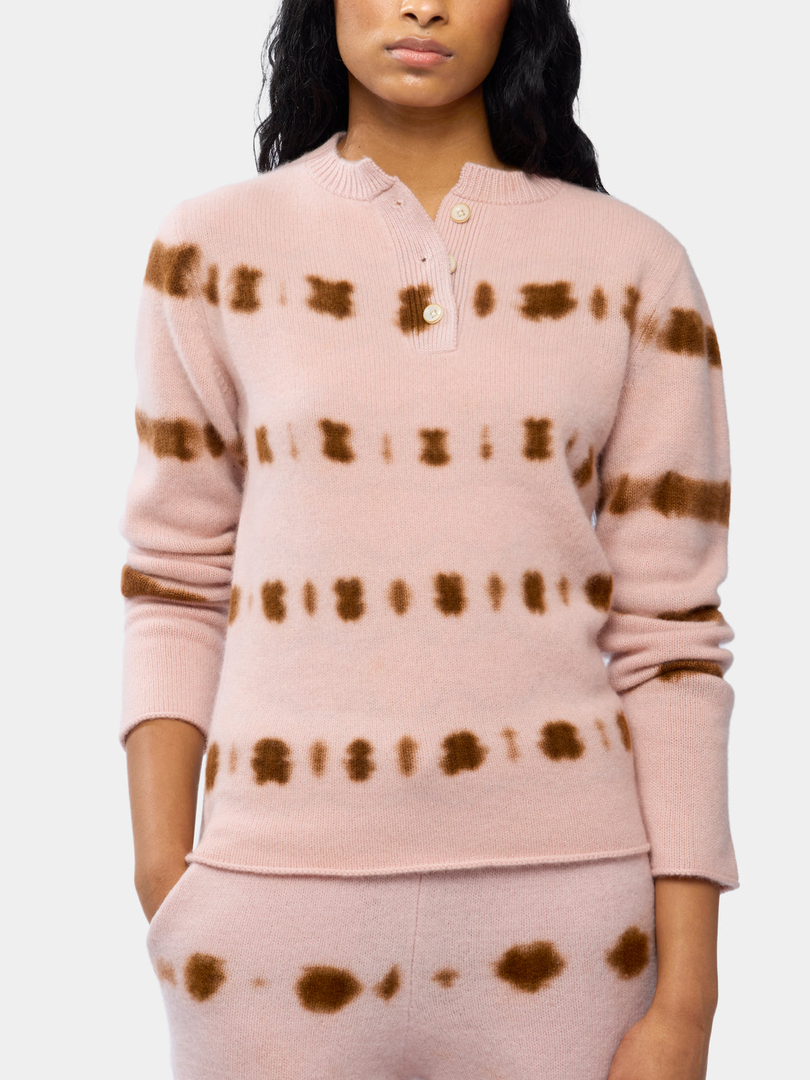 Women's Rave-Dye Cashmere Henley Sweater | Size: S