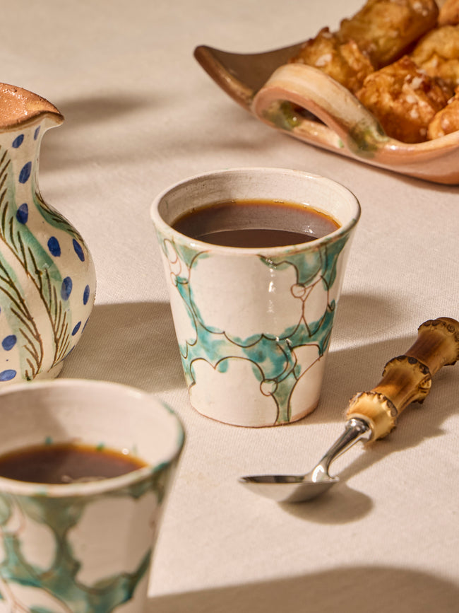 Anut Cairo - Cotton Flower Hand-Painted Ceramic Espresso Cups (Set of 4) -  - ABASK