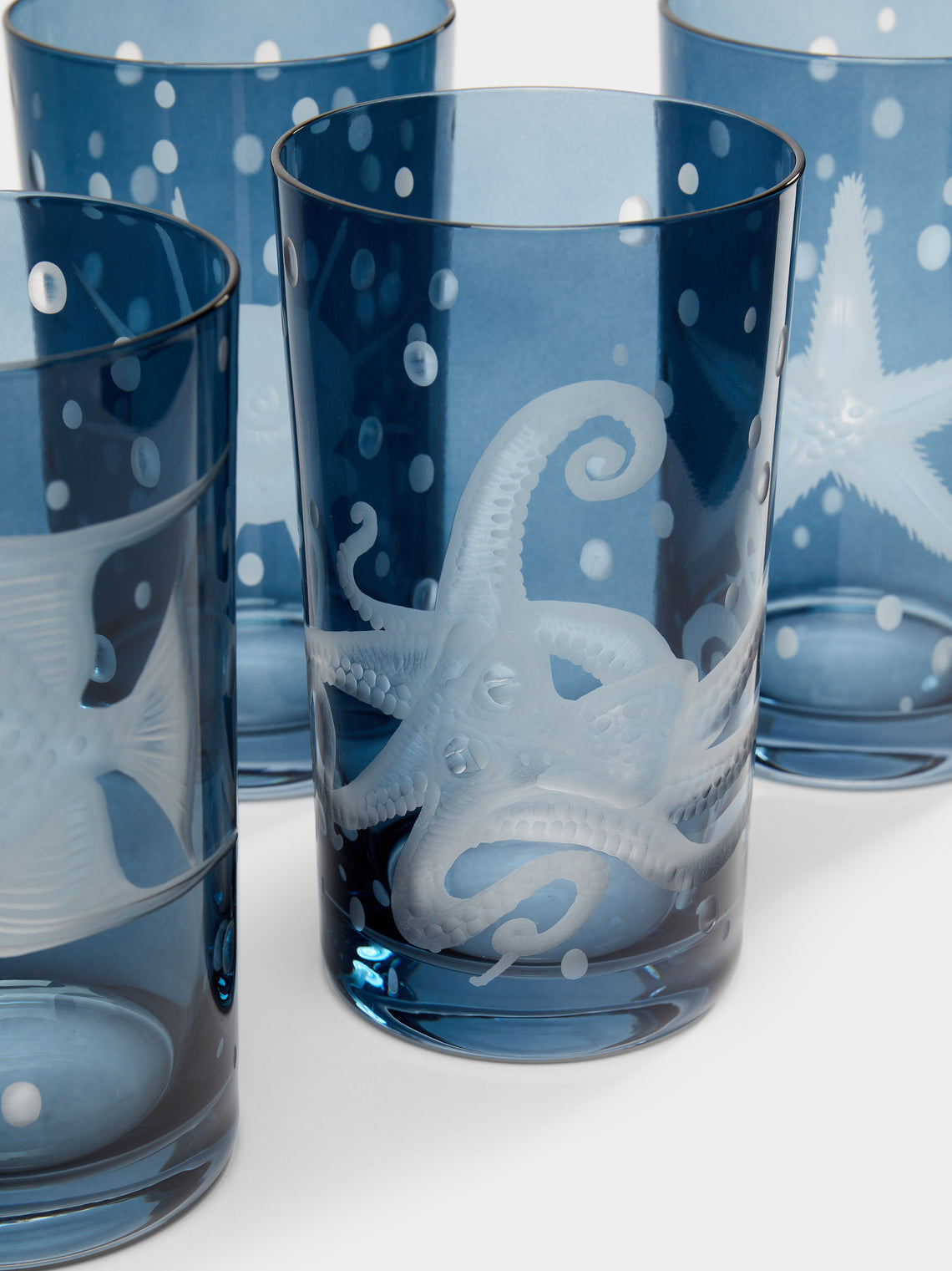 Artel - Frutti di Mare Hand-Engraved Crystal Tall Tumblers (Set of 6) -  - ABASK