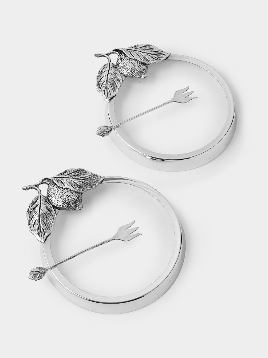 Antique and Vintage - | Set of 2 | 1970 Taglietti Silver-Plated and Glass Lemon Slice Holder - Silver - ABASK - 