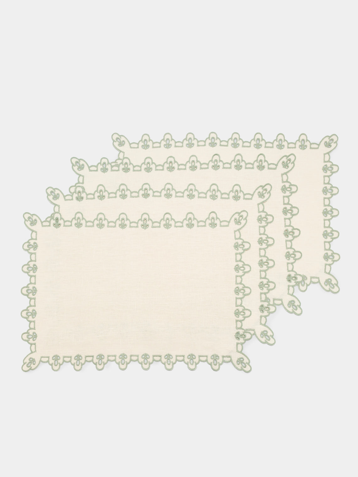 Borgo delle Tovaglie - Amalfi Embroidered Linen Placemats (Set of 4) - Natural - ABASK