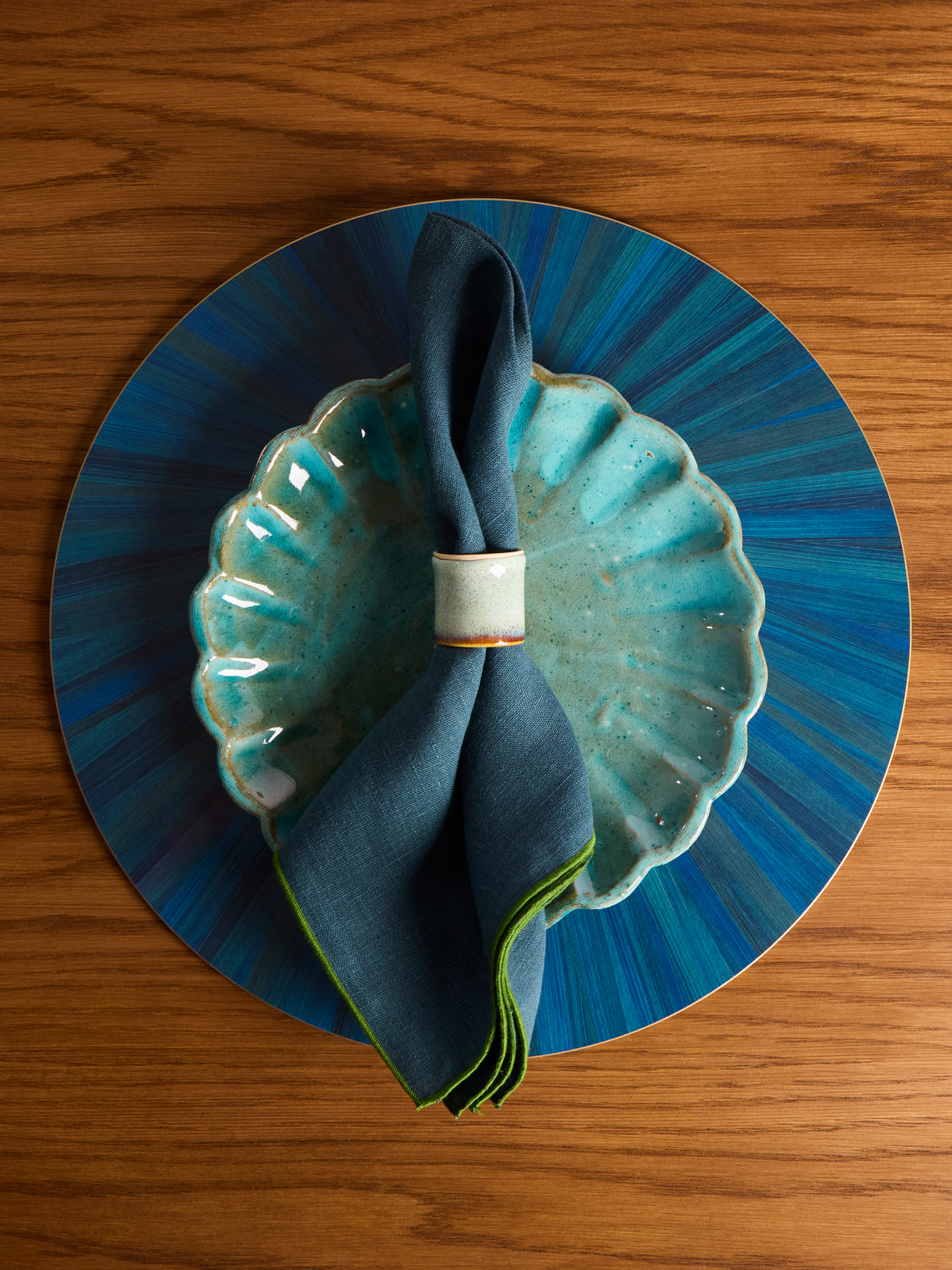 HestiaLiving - Soleil Wood Placemats (Set of 4) - Blue - ABASK