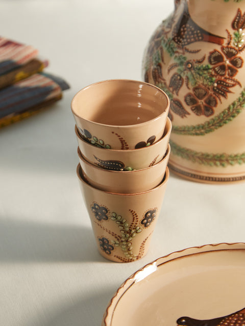 Poterie d’Évires - Flowers Hand-Painted Ceramic Coffee Cups (Set of 4) -  - ABASK