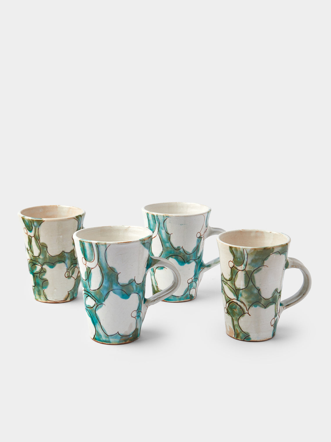 Anut Cairo - Cotton Flower Hand-Painted Ceramic Mugs (Set of 4) -  - ABASK