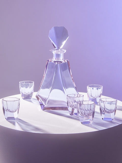 Antique and Vintage - 1930s Czech Crystal Decanter with Glasses (Set of 7) -  - ABASK