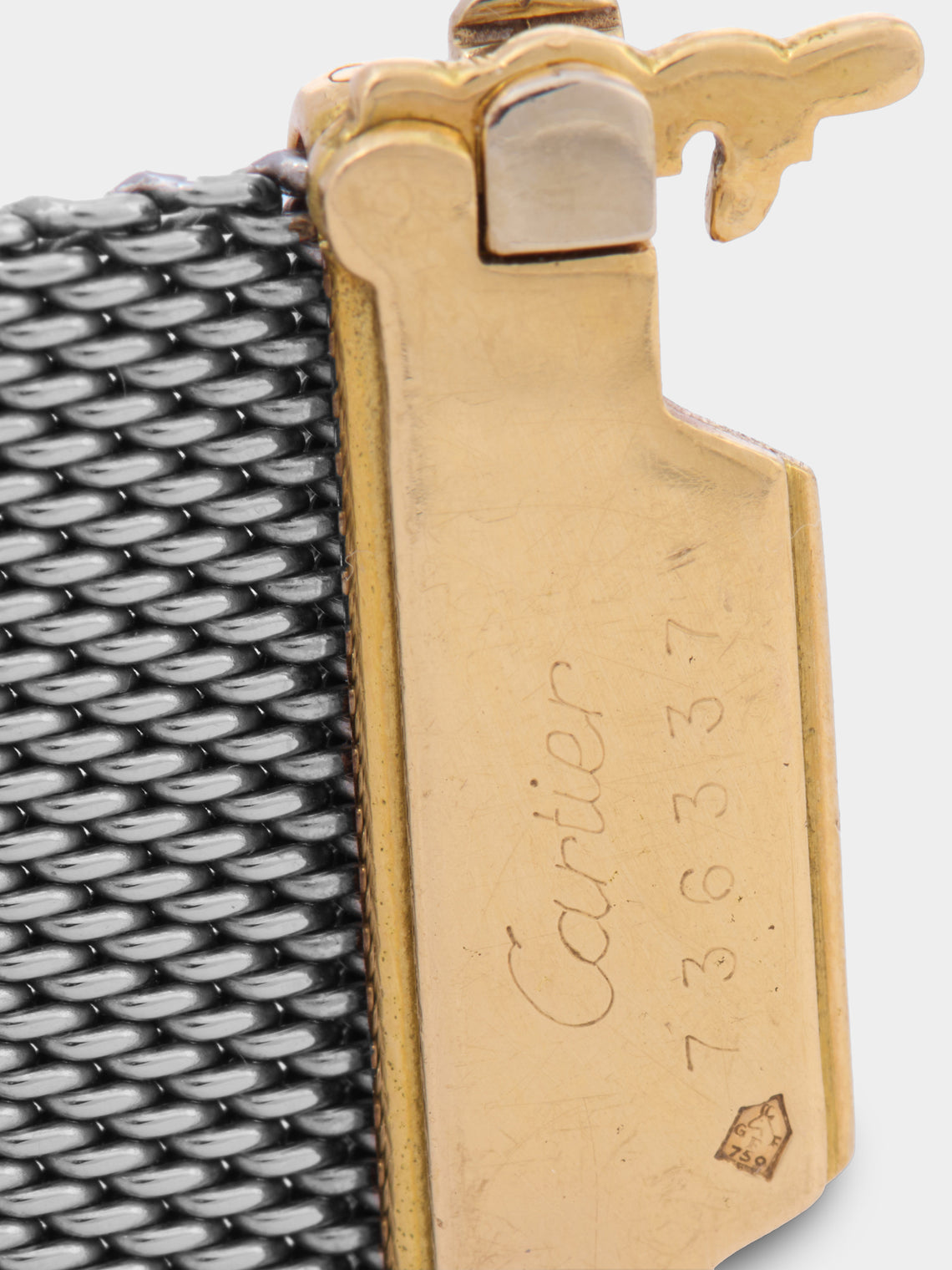 Mahnaz Collection - Vintage 1980 Cartier 18-Karat Yellow Gold, Sapphire and Stainless Steel Bracelet - Green - ABASK