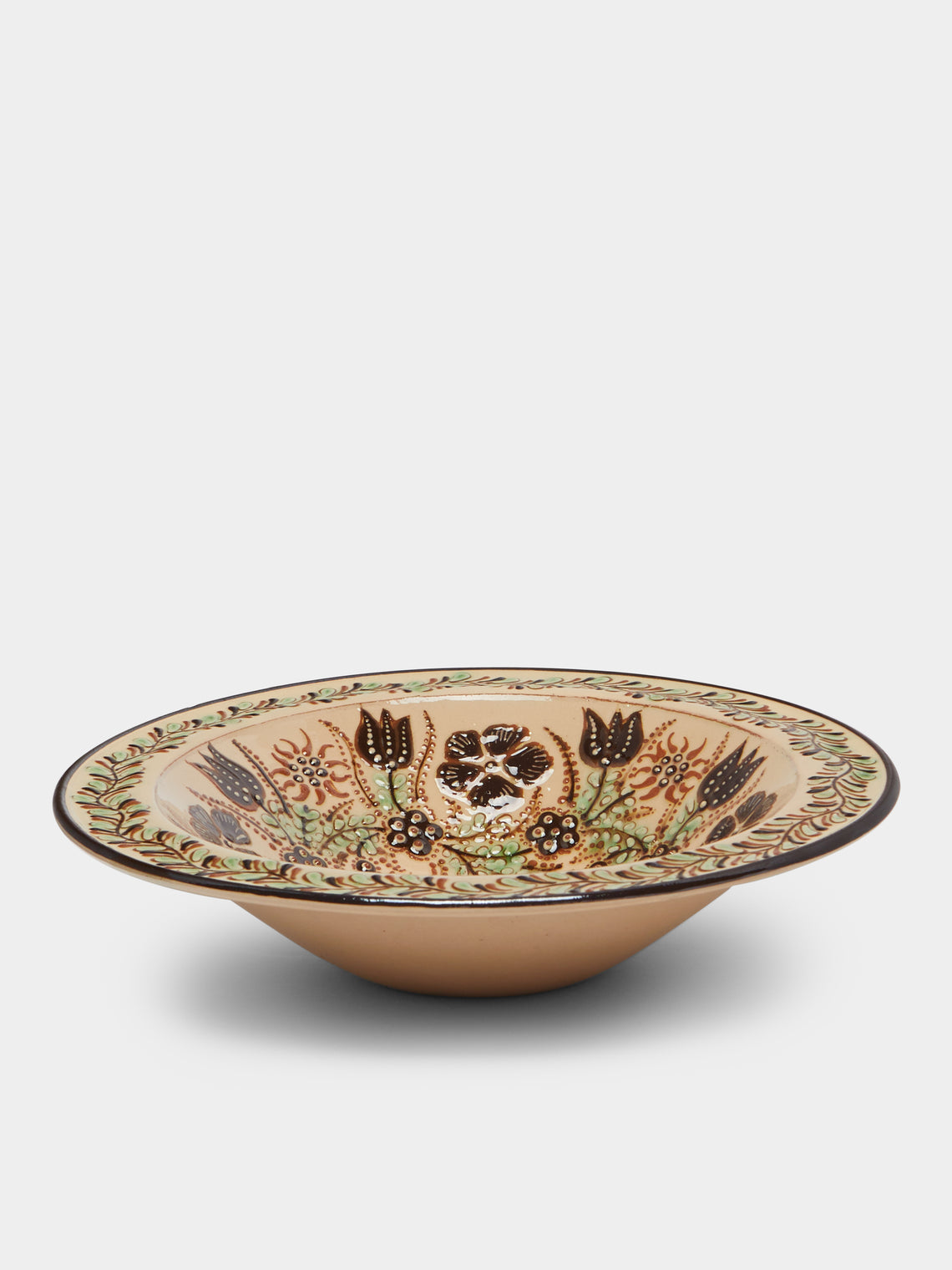 Poterie d’Évires - Flowers Hand-Painted Ceramic Large Serving Bowl -  - ABASK - 