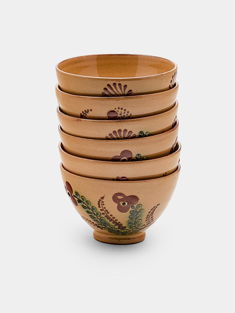 Poterie d’Évires - Flowers Hand-Painted Ceramic Petit Bowls (Set of 6) - Cream - ABASK - 