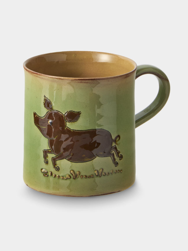Poterie d’Évires - Animals Hand-Painted Ceramic Mugs (Set of 4) - Green - ABASK
