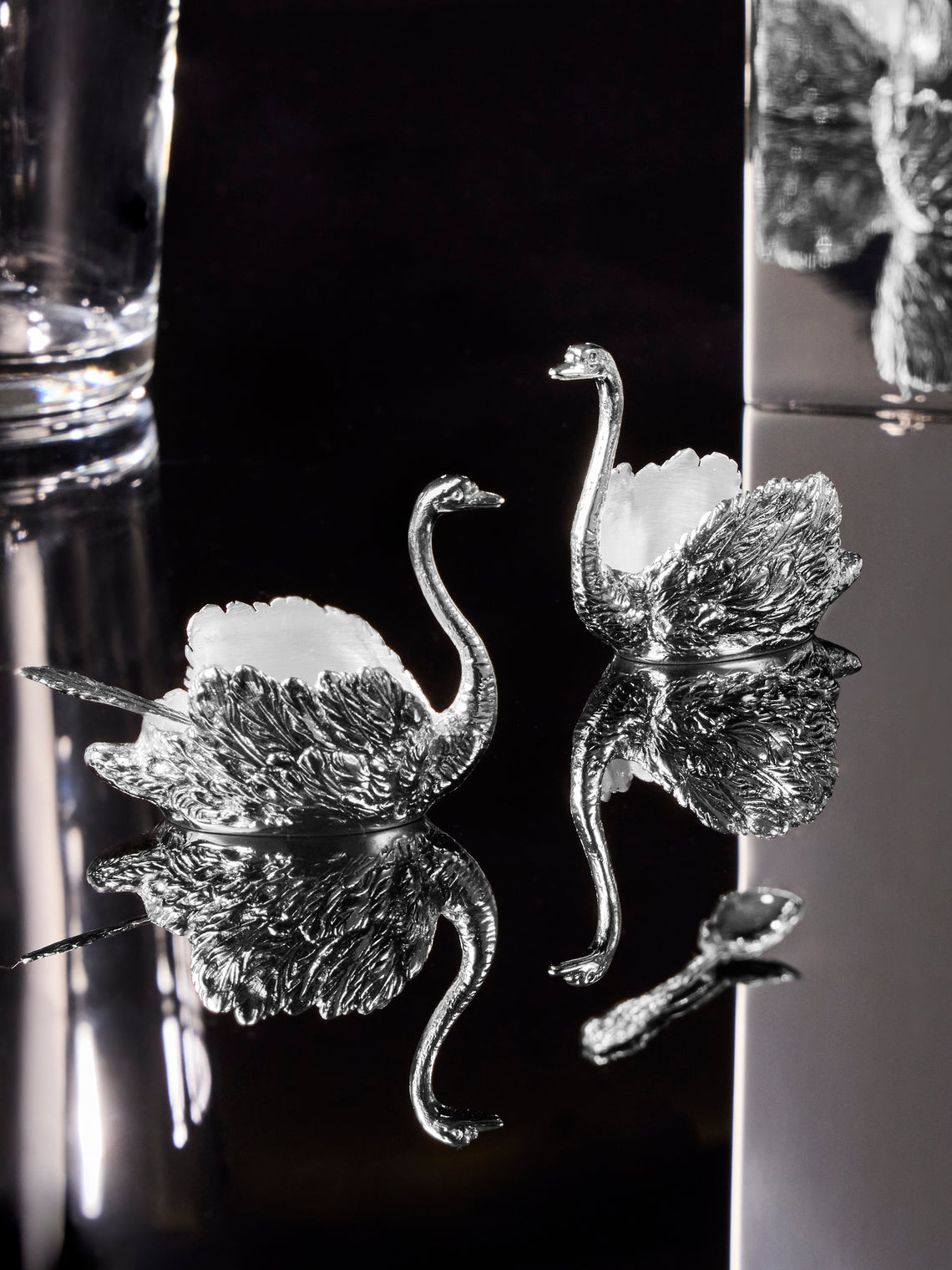 Pampaloni - Swan Silver-Plated Salt and Pepper Pots (Set of 2) - Silver - ABASK