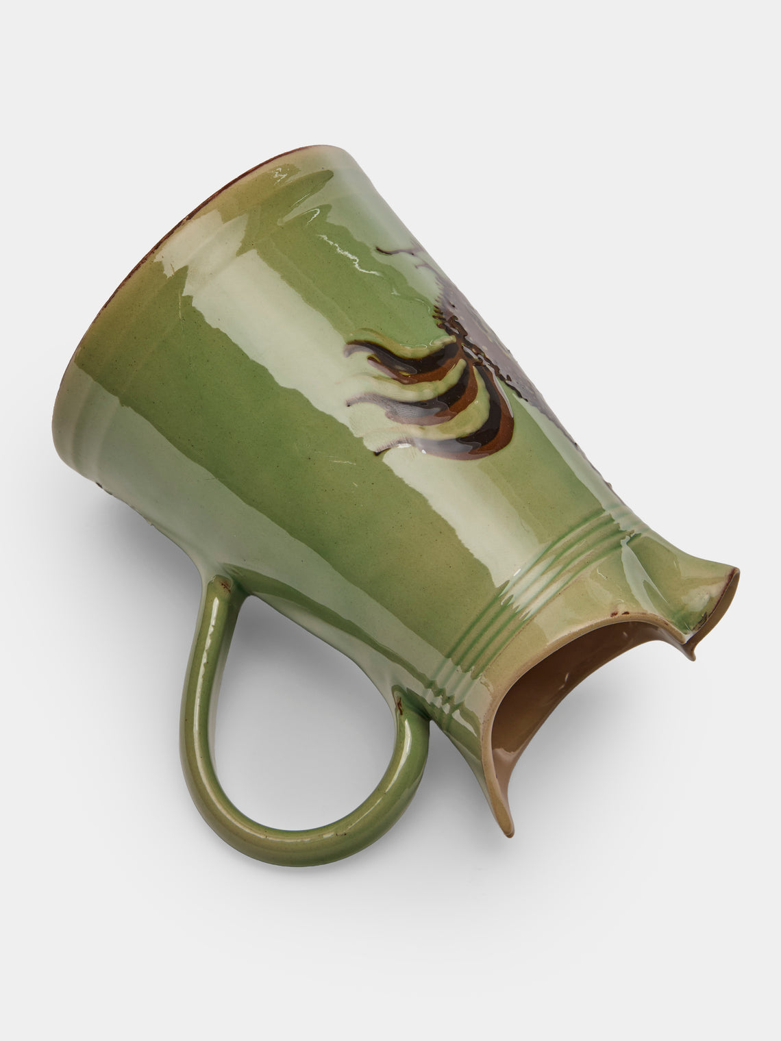 Poterie d’Évires - Chickens Hand-Painted Ceramic Milk Jug - Green - ABASK