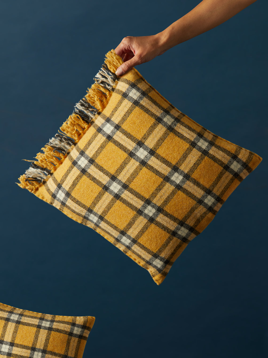 Archthine Handwoven Shetland Wool Check Cushion (21.5in/55cm)