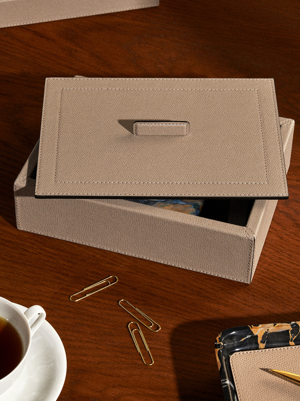 Giobagnara - Sally Leather Trinket Box - Beige - ABASK