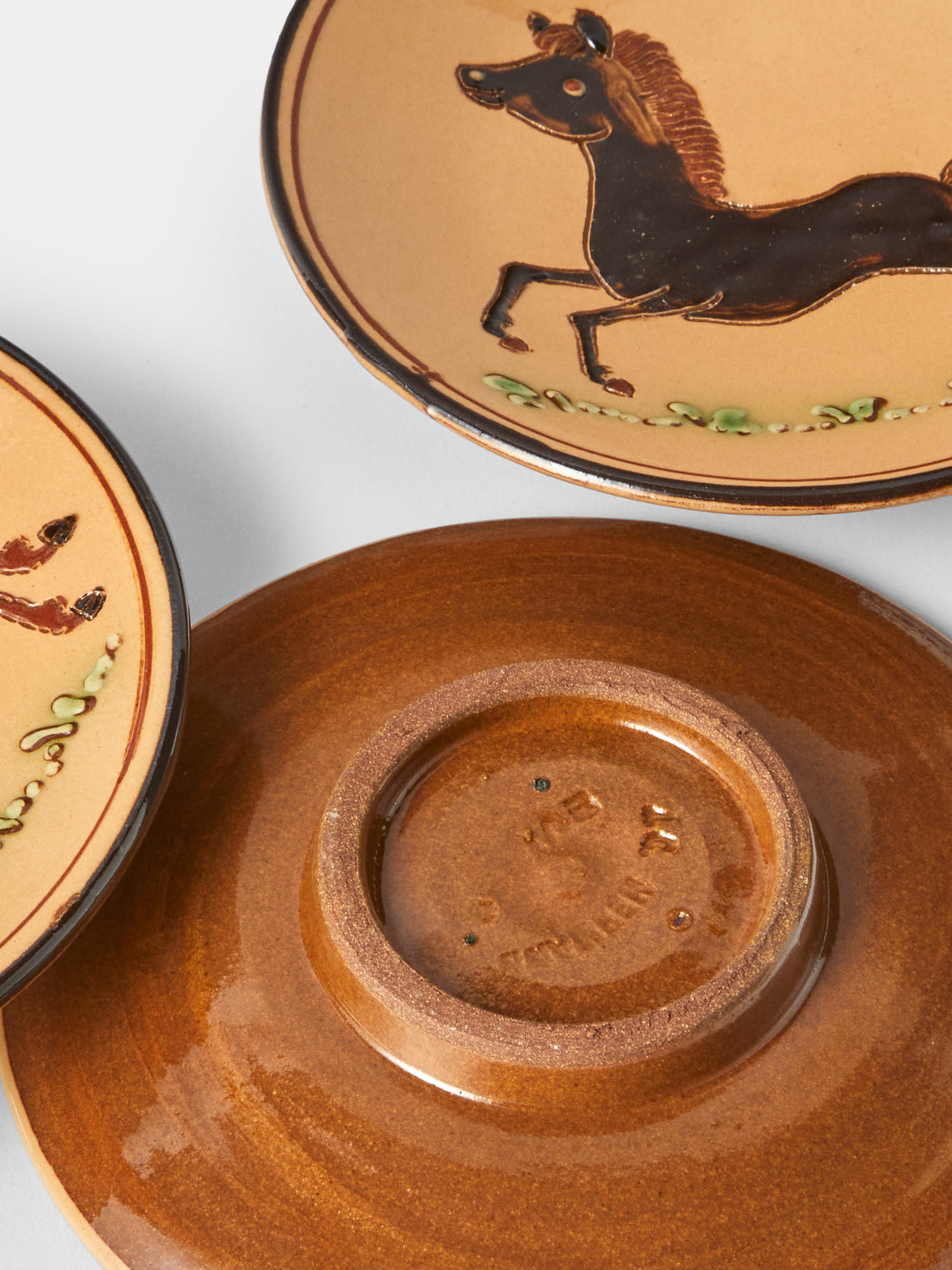 Poterie d’Évires - Animals Hand-Painted Ceramic Plates – 5.5in/14cm (Set of 4) - Cream - ABASK