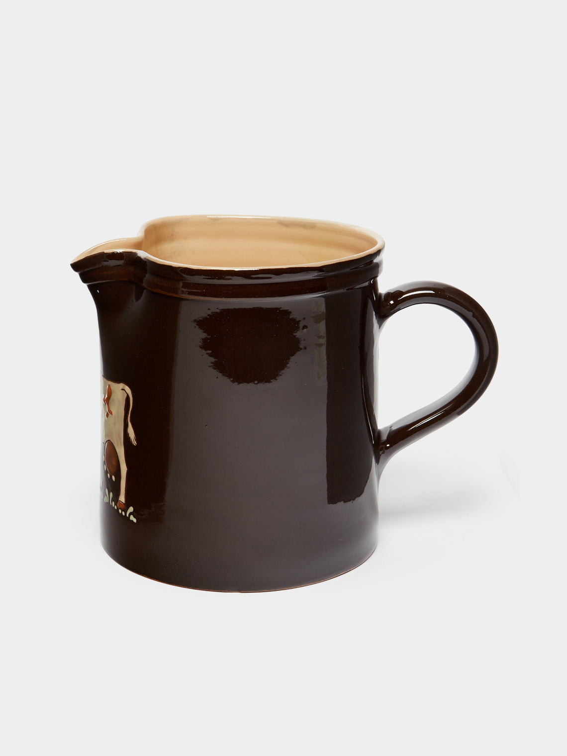 Poterie d’Évires - Cows Hand-Painted Ceramic Large Straight-Edge Jug -  - ABASK
