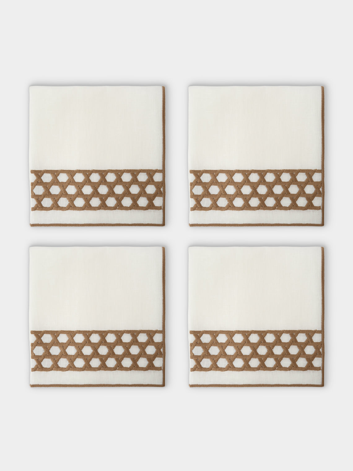 Borgo delle Tovaglie - Penelope Embroidered Linen Napkins (Set of 4) - White - ABASK - 