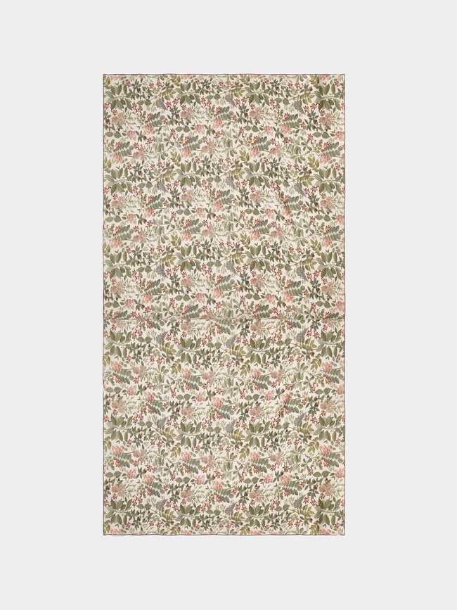 Borgo delle Tovaglie - Filo Sottobosco Embroidered Linen Rectangular Tablecloth (165.5in/4.2m) - Green - ABASK - 