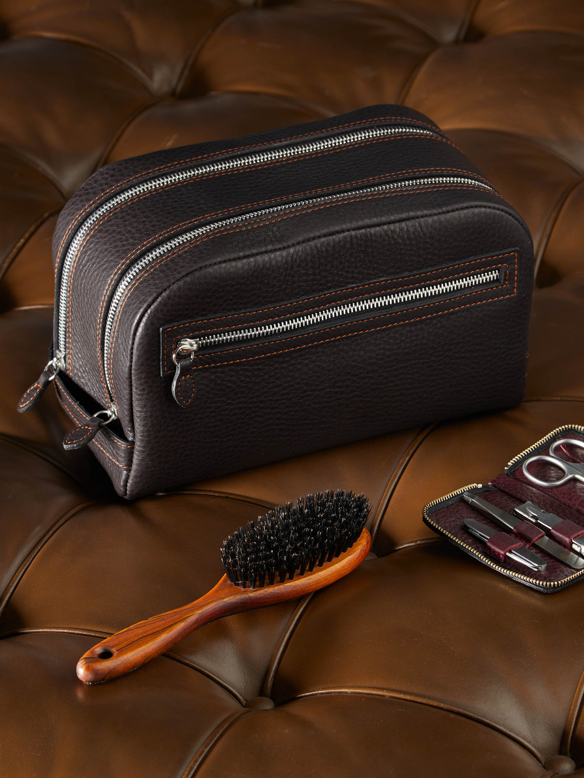F. Hammann - Leather Triple-Zip Wash Bag -  - ABASK