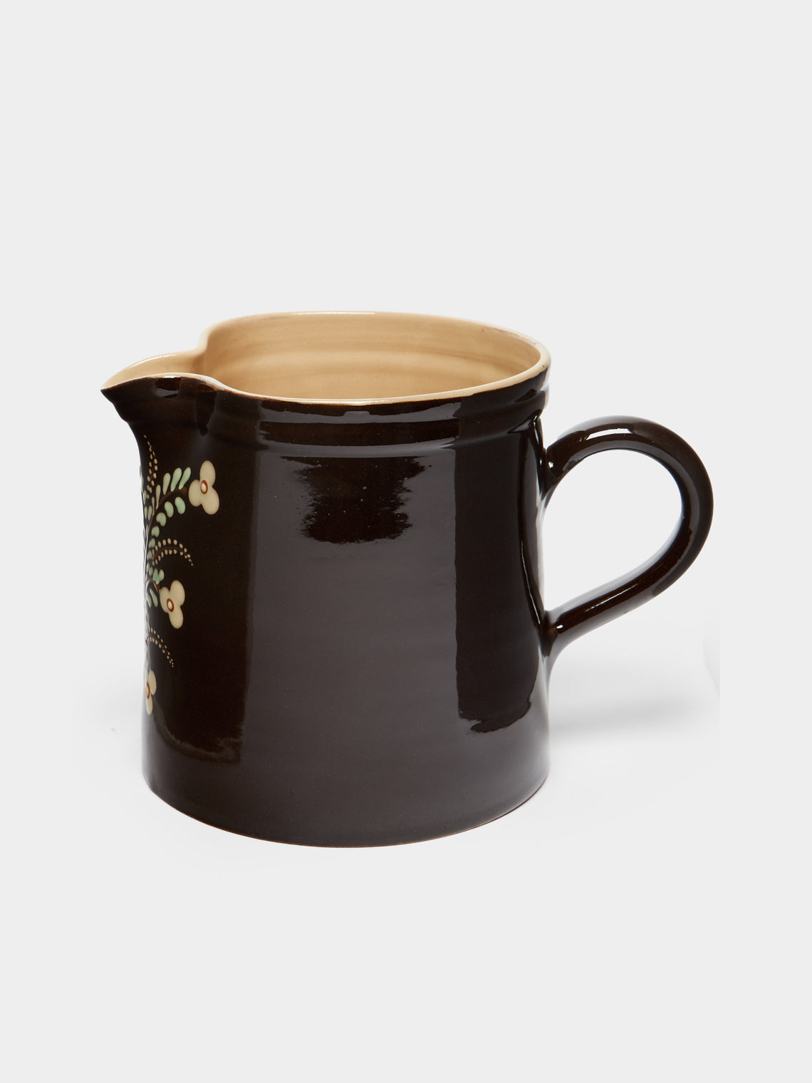 Poterie d’Évires - Flowers Hand-Painted Ceramic Straight-Edge Jug -  - ABASK