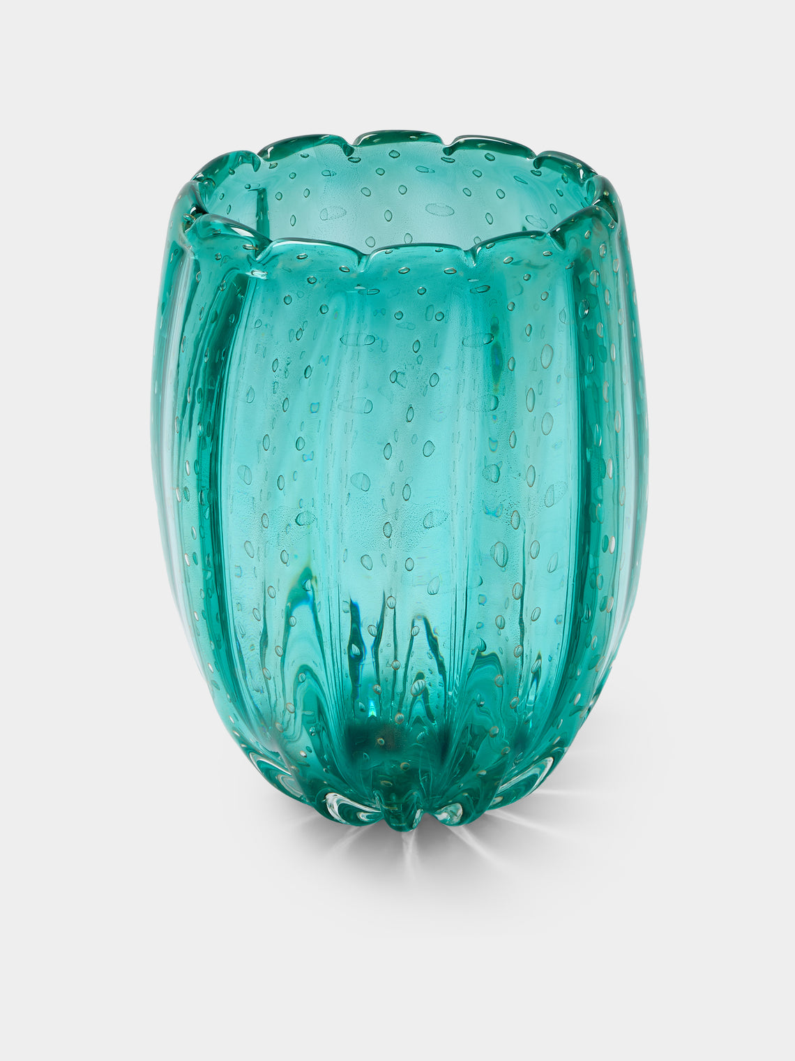 Antique and Vintage - Mid-Century Fratelli Toso Glass Vase (13in/33cm) - Blue - ABASK - 