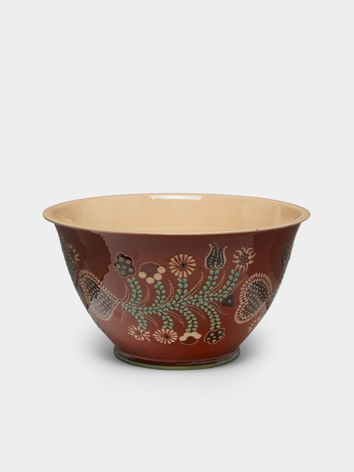 Poterie d’Évires - Flowers Hand-Painted Ceramic Large Salad Bowl -  - ABASK - 