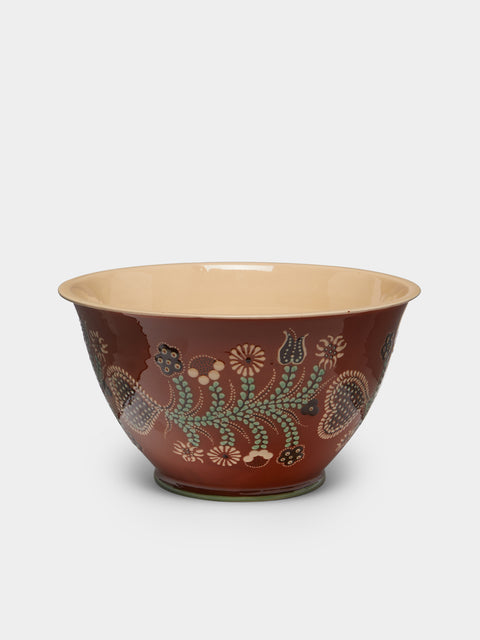 Poterie d’Évires - Flowers Hand-Painted Ceramic Large Salad Bowl -  - ABASK - 