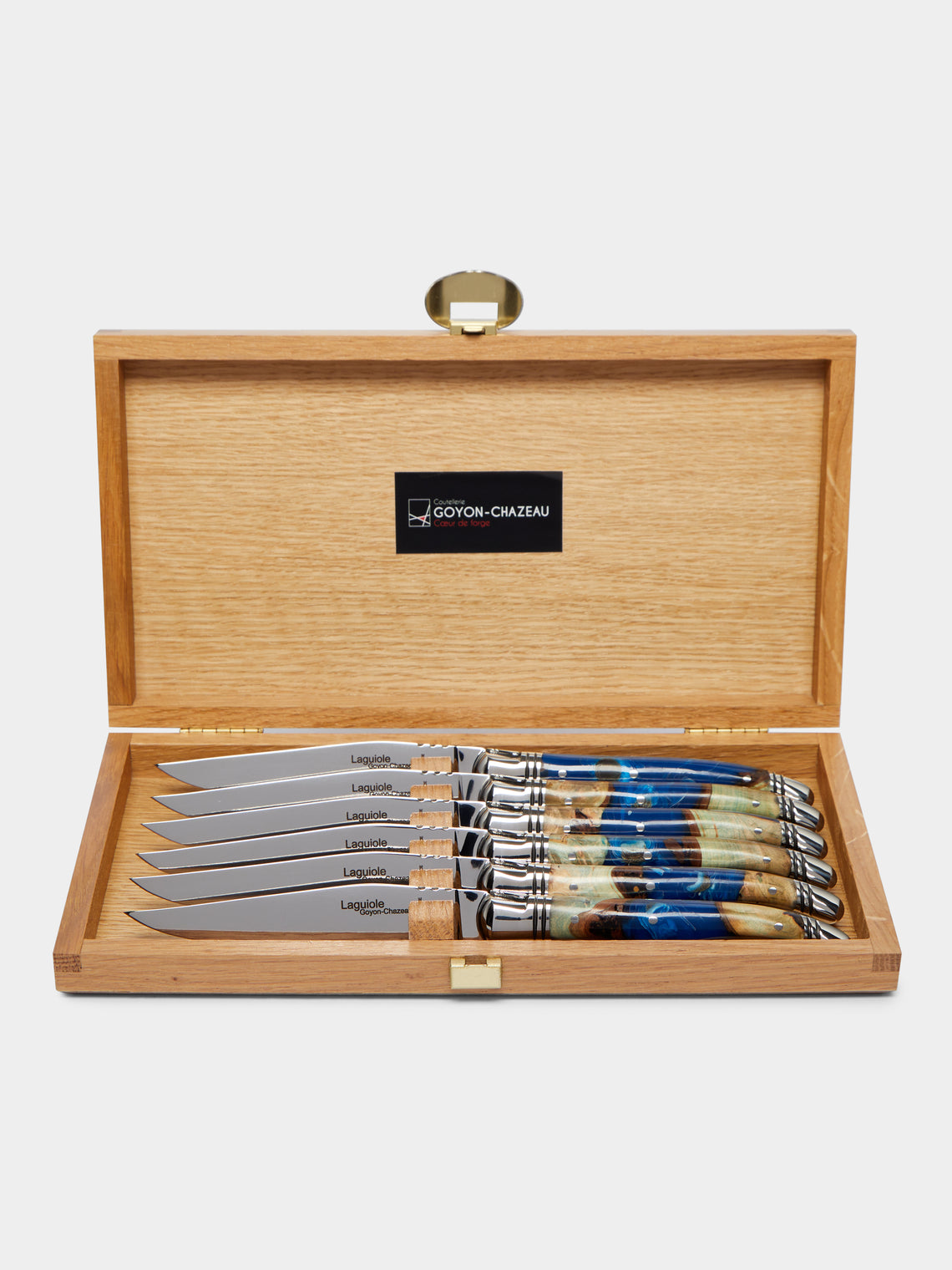 Goyon-Chazeau - Laguiole Pressed Flowers Resin Steak Knives (Set of 6) -  - ABASK