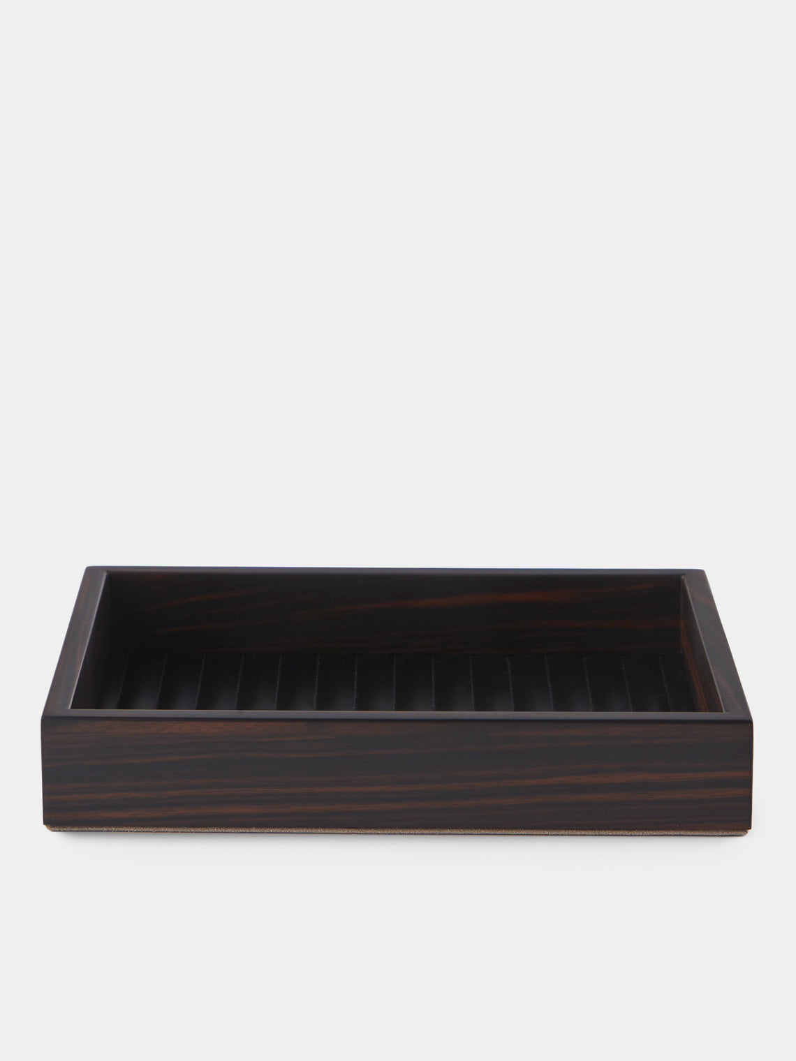 Riviere - Febe Woven Ebony and Leather Valet Tray (9.5in/24cm) - Brown - ABASK