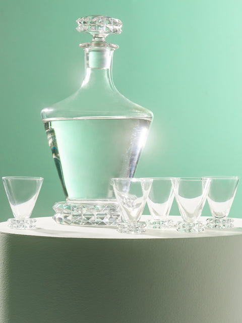 Antique and Vintage - 1930s Saint Louis Diamonds Crystal Decanter and Shot Glasses (Set of 5) -  - ABASK