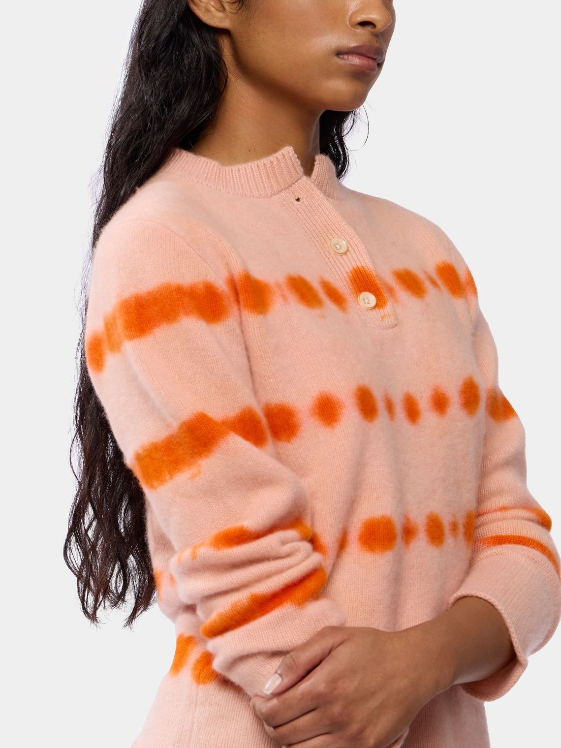 Women's Rave-Dye Cashmere Henley Sweater | Size: S