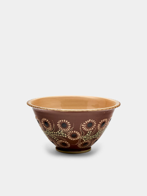 Poterie d’Évires - Flowers Hand-Painted Ceramic Small Fluted Serving Bowl - Light brown - ABASK - 
