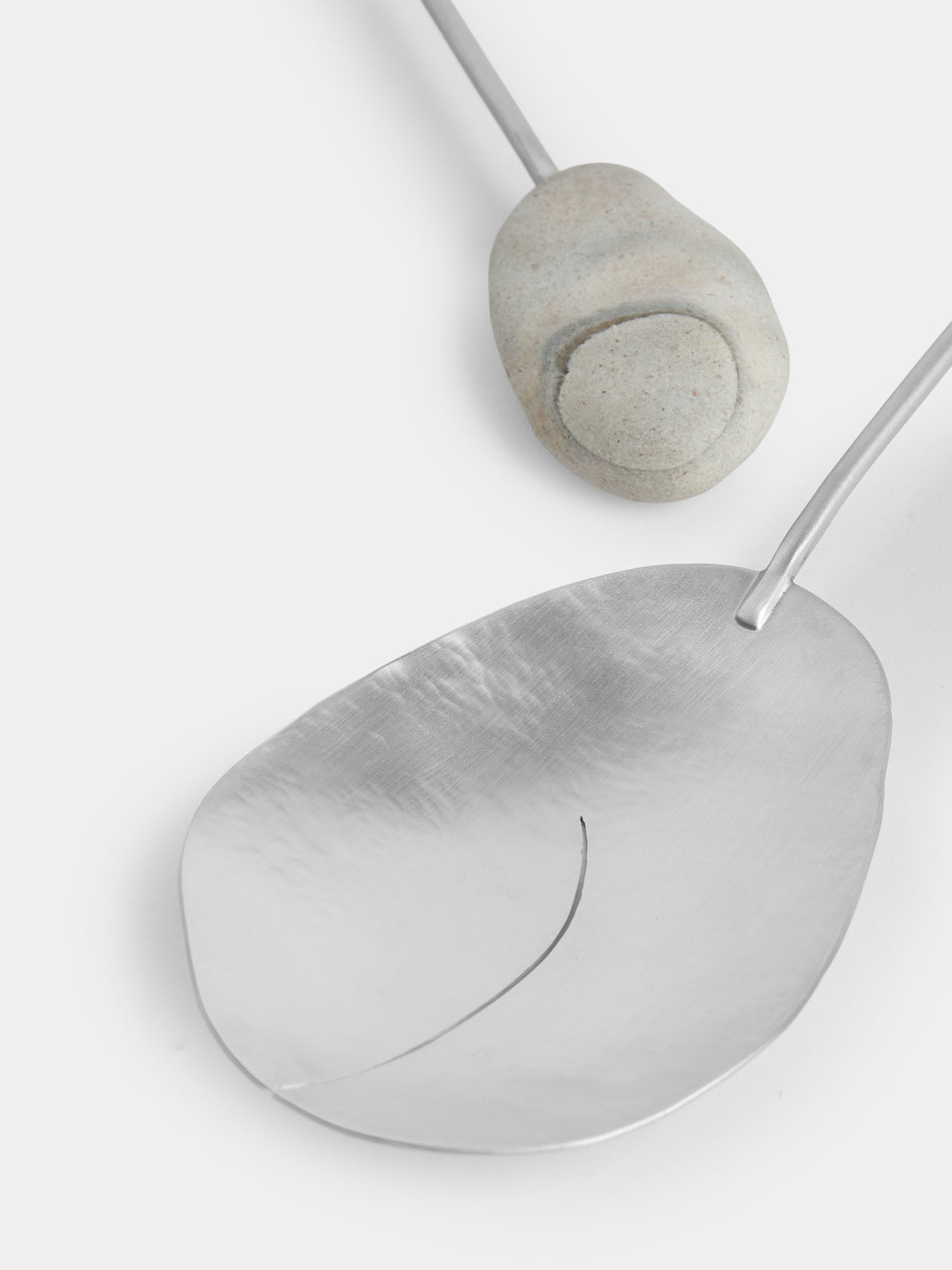 Thalia Maria Silver - Sterling Silver and Pebble Salad Servers (Set of 2) - Silver - ABASK