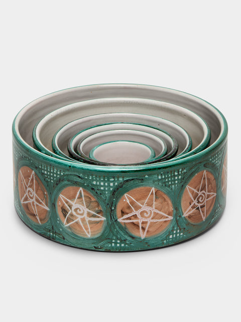 Antique and Vintage - | Set of 6 | 1950s Robert Picault Ceramic Nesting Bowls - Multiple - ABASK - 