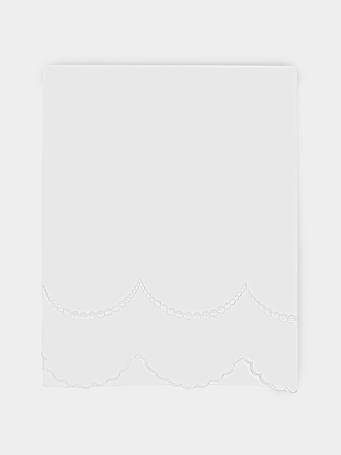Los Encajeros - Perlas Embroidered Cotton King Top Sheet - White - ABASK - 