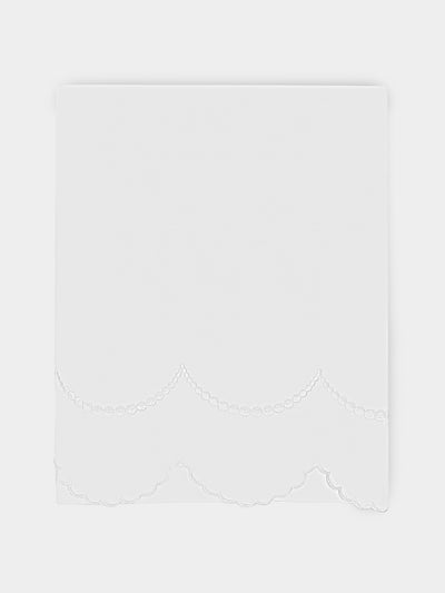 Los Encajeros - Perlas Embroidered Cotton King Top Sheet - White - ABASK - 