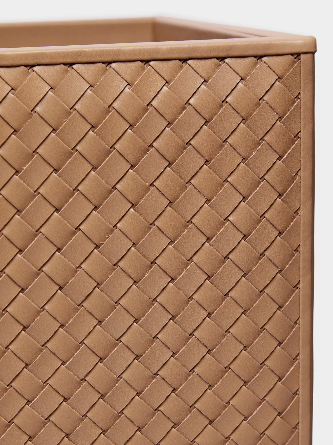 Riviere - Woven Leather Bin - Tan - ABASK