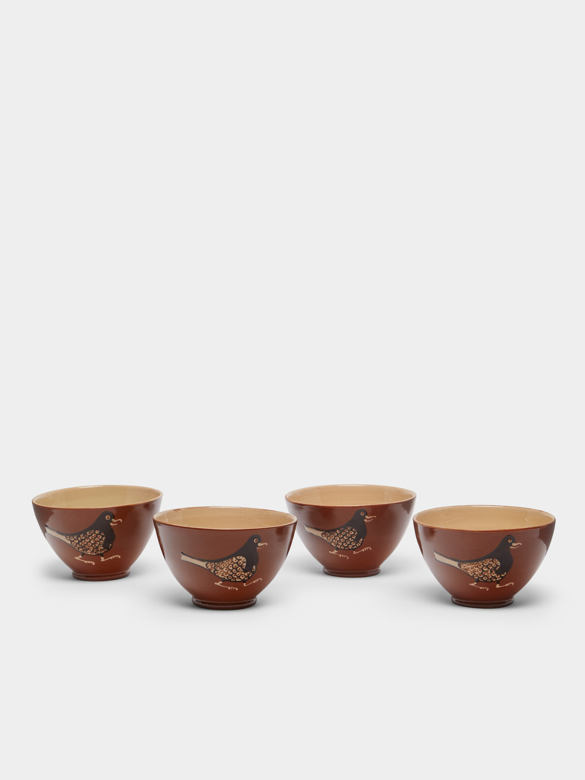 Poterie d’Évires - Birds Hand-Painted Ceramic Cereal Bowls (Set of 4) -  - ABASK - 