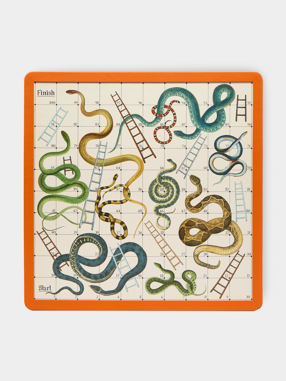 William & Son - Leather Snakes & Ladders and Ludo Games Compendium - Orange - ABASK - 